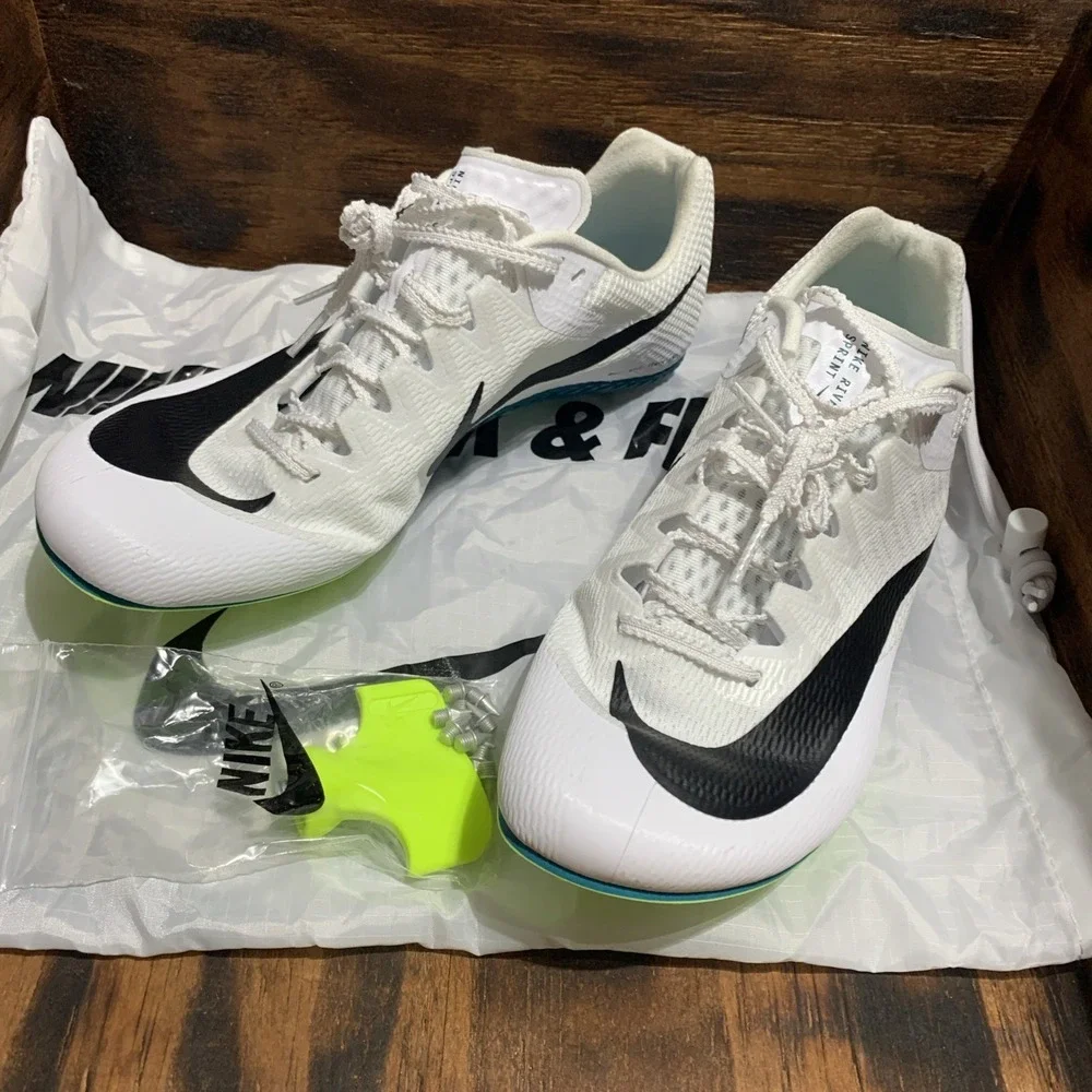 Nike Zoom Rival Sprint Track White Black Bright Spruce FZ9663-102 Sz 9.5
